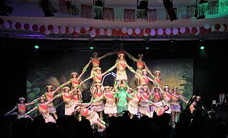 Da reichte die Bühne fast nicht aus: Die Tänzerinnen der Showtanzgruppe "Diwo" nahmen mit ihrer sehenswerten Performance nicht nur die Bühne, sondern auch die Aufmerksamkeit und Euphorie des Publikums ein. - Madita Schellenberg