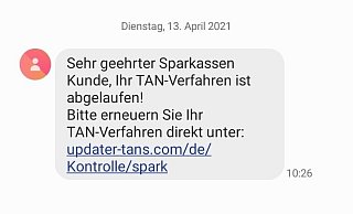 Diese SMS erreichte Rita Rüter. Die Polizei warnt davor, auf den Link zu klicken. - Screenshot Rüter