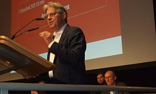 SPD-Bundestagsabgeordneter Achim Post lobte den Antrag des Parteivorstandes, der sich mit der Friedenspolitik nach dem Ukraine-Krieg auseinandersetzt. - Karsten Schulz