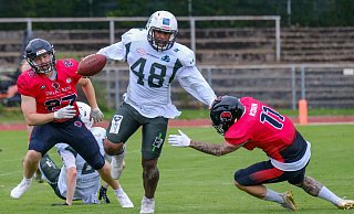 Runningback Jalen Starks (Mitte) war einer der besten Punktelieferanten dieser Saison für die Bulldogs. Er soll wiederkommen. - Andreas Zobe