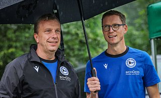Christoph Wortmann (l.) und Michael Mutzel leiten als Geschäftsführer die Geschicke von Arminia Bielefeld. - Sarah Jonek