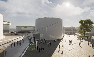 Verschiedene Ansichten zeigen, wie ein mögliches OWL-Forum aussehen könnte. - Drees & Sommer/Stadt Herford