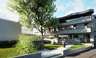 So soll das neue Gebäude im Herzen von Bünde aussehen. Vorne links ist das Mahnmal für die ermordeten Juden zu erkennen. - Architekturbüro Hartmann & Kollegen