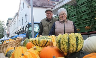 Hartmut und Astrid Greve sind von Anfang an dabei und bieten 50 verschiedene Kürbissorten an. Archivfoto: Jan-Henrik Gerdener - Jan-Henrik Gerdener