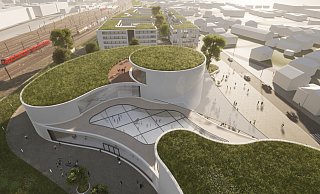 Die SPD befürwortet nun ein OWL-Forum. Die Skizze zeigt, wie das am Alten Güterbahnhof ausschauen könnte. - Drees & Sommer/Stadt Herford