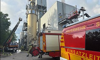 Über die Drehleiter wurde das Feuer abgelöscht. - Feuerwehr Steinheim