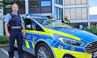 Patrick Bieck (links) ist Dienstgruppenleiter der Wache Minden, Jamie Curtis ist als Einsatztrainer für die Kreispolizei tätig. - Sebastian Radermacher