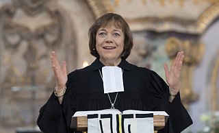 Die leitende Theologin Annette Kurschus ist auch EKD-Ratsvorsitzende. - picture alliance/dpa