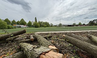 Am Sportplatz in Hunnebrock wurden die Arbeiten gestoppt. - Katharina Eisele