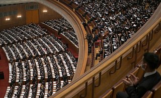 Delegierte nehmen an der zweiten Plenartagung des Nationalen Volkskongresses (NVK) in der Großen Halle des Volkes in Peking am 7. März 2023 teil. - AFP or licensors