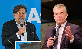 Maximilian Krah (links) und Thomas Röckemann sollten zusammen in Lemgo auftreten. Foto: - picture alliance / nordphoto GmbH Maximilian Krah (links) und Thomas Röckemann sollten zusammen in Lemgo auftreten. Foto: - picture alliance / nordphoto GmbH