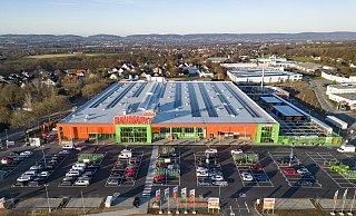 Der neue Globus-Baumarkt in Löhne aus der Luft. - Globus Fachmärkte