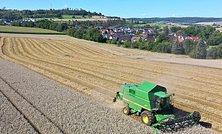 Geplant ist, dass dieser Mähdrescher am Wochenende zur Landesgartenschau kommt. - Thomas Kube/WLV