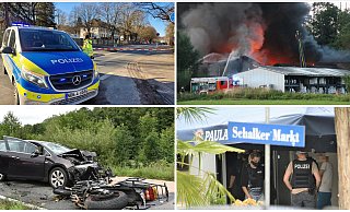 Im Februar hatte die Polizei den Bereich rund um die Kaserne in Höxter weiträumig abgesperrt. Die schwarze Rauchsäule beim Großbrand in der alten Papiermühle bei Steinheim war kilometerweit zu sehen. Bei einem schweren Unfall wurde die Front des Opel-Astra Kombi auf der B239 von der Wucht des Aufpralls komplett eingedrückt. Ende Juni hatte die Polizei mehrere Objekte in Höxter durchsucht – der Verdacht: Mafia-Aktivitäten - Archivbilder: Kube (3)/M. Schellenberg
