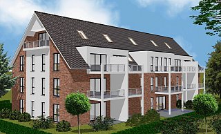 An der Hermann-Windel-Straße entsteht derzeit ein dreistöckiger Neubau mit Seniorenwohnungen. Und großen Balkonen. - Grafik
