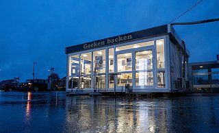 In diesen Verkaufscontainer von "Goeken backen" wurde eingebrochen. - Niklas Tüns