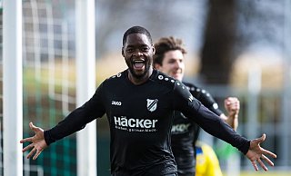 Erneut getroffen: Rödinghausens Ba-Muaka Simakala erzielte gegen RW Essen sein 13. Saisontor. - Noah Wedel