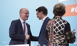 Ralph Brinkhaus (l.) und Hendrik Wüst - picture alliance / SvenSimon | Malte Ossowski