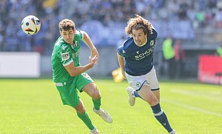 Arminias Kapitän Mael Corboz (r.) war gegen Sandhausen ein fleißiger Balleroberer. - Oliver Krato