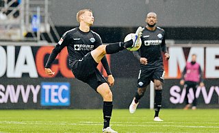 SCP-Akteur Sebastian Klaas (vorne) ist in dieser Saison bislang beschwerdefrei, nachdem er im ersten Jahr an der Pader enormes Verletzungspech gehabt hatte. - Besim Mazhiqi