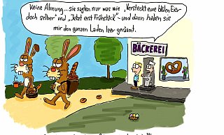 Nicht alle Herforder Bäckereien haben über die Feiertage geöffnet. - Cartoon: Eike J. Horstmann