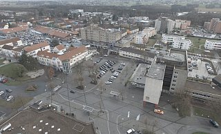 Das gesamte Espelkamper Stadtzentrum von oben. Die Stadt könnte als Standort für ein neues Klinikum infrage kommen. - Jens Reddeker