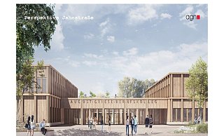 So könnte der Neubau mit Blick von der Jahnstraße aussehen. - Team agn
