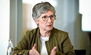 Britta Haßelmann, Vorsitzende der Bundestagsfraktion von Bündnis 90/Die Grünen, im Gespräch mit dieser Redaktion. - Barbara Franke