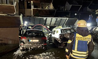 Mit Löschschaum verhinderte die Feuerwehr weitere Entzündungen der Fahrzeuge. - Thorsten Heß