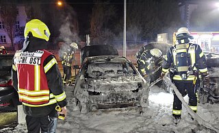 Zwei Autos gingen in Flammen auf, der Schaden ist immens. - Barbara Franke