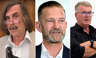 Welch eine Kollision, welch ein Vorgang: Seit Wochen streiten sich Bürgermeister Norbert Morkes (v.l.), Kulturdezernent Andreas Kimpel und Gütersloh-Marketing-Chef Jan-Erik Weinekötter öffentlich. - Andreas Frücht