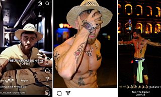 Youtuber Mois inszeniert sich neuerdings nur noch oberkörperfrei und pöbelnd. Die Polizei ermittelt. - Screenshots: Instagram / Telegram