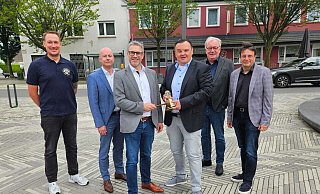 Der neue Vorstand des Lions-Clubs Enger-Spenge: Thilo Max Siewert (v. l.), Christoph Reuther, Sascha Groß, Marcus Eggert, Ernst Fleischer und Matthias Paszehr. - Alexandra Stratmeier