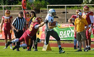 Vorteil Grün: Wie beim 36:24 gegen die Troisdorf Jets wollen die Bulldogs auch den Bonn Gamecocks entwischen. - Andreas Zobe