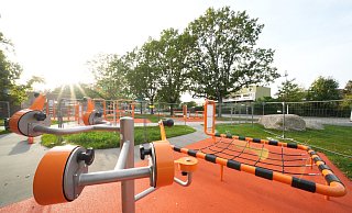 Herzstück der neuen Freianlagen rund ums Freizentrum in Baumheide ist die Calisthenics-Anlage. - Peter Unger