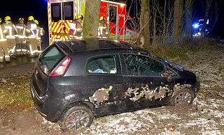 Der Fiat der 19-jährigen Autofahrerin landete abseits des Fichtenweges auf einer Ackerfläche. - Ralph Meyer