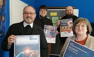 Pfarrleiter Andreas Kurte (v. l.), Vikar Marcel Fischer, Pastoralassistent Martin Grummich und Dekanatsreferentin Gisela Fritsche freuen sich auf die Aktionswochen. - Burkhard Battran