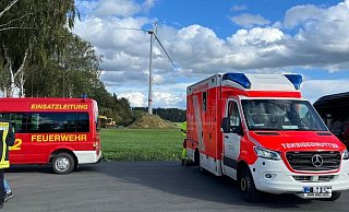 In Langenberg ist wegen starker Windböen der Flügel eines Windrades abgeknickt. - Thorsten Heß