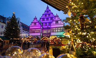 Das Rathaus wird auch in diesem Jahr erneut zum großen Adventskalender. 24 weihnachtliche Motive, die von Kindern der Paderborner Grundschulen gemalt wurden. - Niklas Tüns