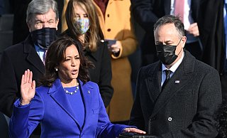 Kamala Harris wollte 2020 selbst Präsidentin werden, konnte sich aber nicht gegen Joe Biden durchsetzen. Stattdessen wurde sie am 20. Januar 2021 als erste schwarze Vize-Präsidentin der USA vereidigt. - Brendan Smialowski/AFP