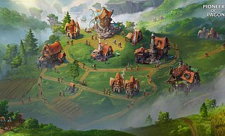 Im Strategiespiel „Pioneers of Pagonia“ bauen wir eine Siedlung, erkunden die Umgebung und errichten einen komplexen Wirtschaftskreislauf. - Envision Entertainment