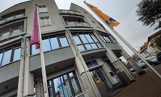 Das Hauptverwaltungsgebäude der Bau- und Siedlungsgenossenschaft in Bünde. - Gerald Dunkel
