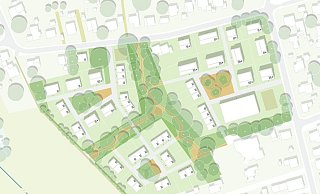 Diese Variante sieht mehr Grün vor als die andere. - Studio RW Ruddigkeit Wiebersinsky Landschaftsarchitekten