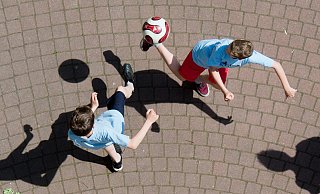 Fußball haben Kinder auf einem Bielefelder Schulhof gespielt. Statt eines Balls, wie in diesem Symbolbild, kickten sie einen kleinen Igel hin und her. Er ist schwer verletzt. - Julian Stratenschulte
