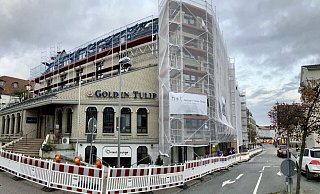 Die Straße Waldhof vor dem Hotel "Golden Tulip" ist wieder völlig frei. - Jens Reichenbach