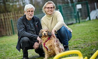 Vereinsvorsitzender Helmut Tiekötter und die neue Tierheimleiterin Jutta Schaper mit ihrer Hündin Nala. - Barbara Franke