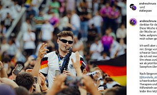 Andre Schnura sorgt nicht nur auf Fanmeilen in Deutschland während der EM für großartige Stimmung. Auch im Internet geht der ehemalige Musiklehrer viral. - Screenshot NW/Andre Schnura auf Instagram