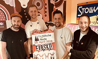 Daniel, Dirk, Henning und René strotzen vor ansteckender Energie und freuen sich auf die Kölsche Nacht in Höxter-Ottbergen. - Veranstalter