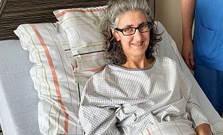 Cornelia Hennig nach der Entfernung der Lebermetastase im Klinikum Herford. - Monika Vogel, Klinikum Herford