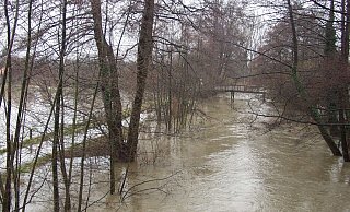 Gegen Hochwasser-Szenarien nach Starkregen wie hier im Jahr 2002 an der Ems in Wiedenbrück will sich die Stadt Harsewinkel besser wappnen. - Marion Pokorra-Brockschmidt